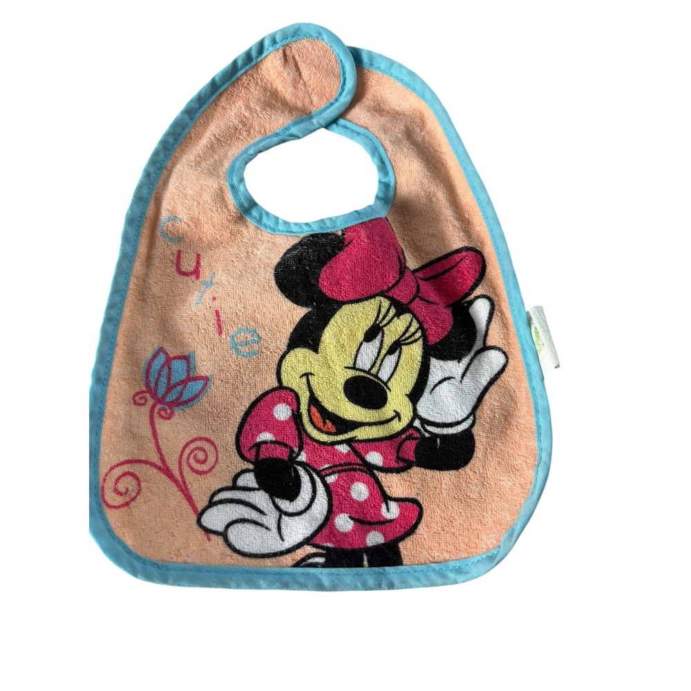 Disney Baby Minnie‎ Mouse Bib Pink Blue Cutie Graphic Terry Cloth